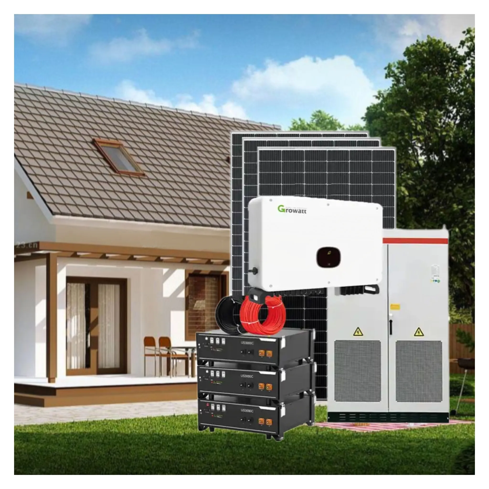 Sistema Solar 10kw Completo 1kw 3kw 5kw 10kw Kit Solar Completo Fuera DE LA Red Sistema de Panel Solar PARA EL Hogar Sistema de Energía Solar 10kw