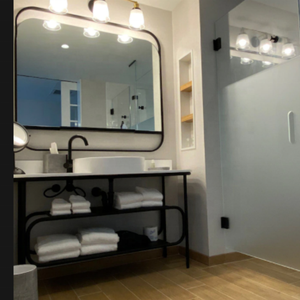 32" Console Sink in Matte Black Matte Kitchen Counter Bathroom Console Noir Brillant Sur Structure Metallique - Product Image 2