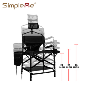 Simpleme hafif alüminyum ayarlanabilir makyaj sanatçı sandalye rahat kafalık ile taşınabilir Tall direktörü berber koltuğu - Product Image 2