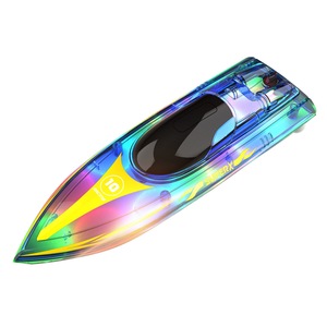 V555 2.4ghz מירוץ Rc סירת עם כיסוי שקוף ובהיר Led אור אפקט יאכטה עבור אגמים בריכת ילדים צעצוע