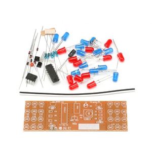 Kırmızı mavi çift renk yanıp sönen aydınlatma kiti Strobe NE555 + CD4017 uygulama öğrenme DIY kitleri elektronik Suite tasarım - Product Image 1