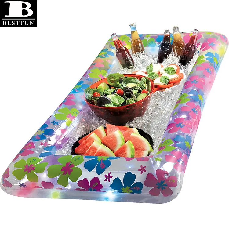 factory customized vinyl inflatable hibiscus buffet cooler durable PVC blow up party serving tray bar for picnic BBQ party