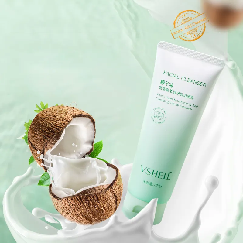 120g minyak kelapa alami organik berbusa Cuci wajah melembapkan lembut pembersihan mendalam Mousse Pembersih pengelupas