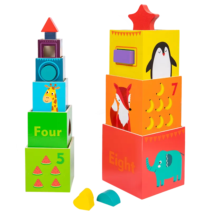 Giocattolo di legno Montessori scatola di smistamento a forma di bambini impilabile numero di scatola alta giocattoli per l'apprendimento blocchi di costruzione