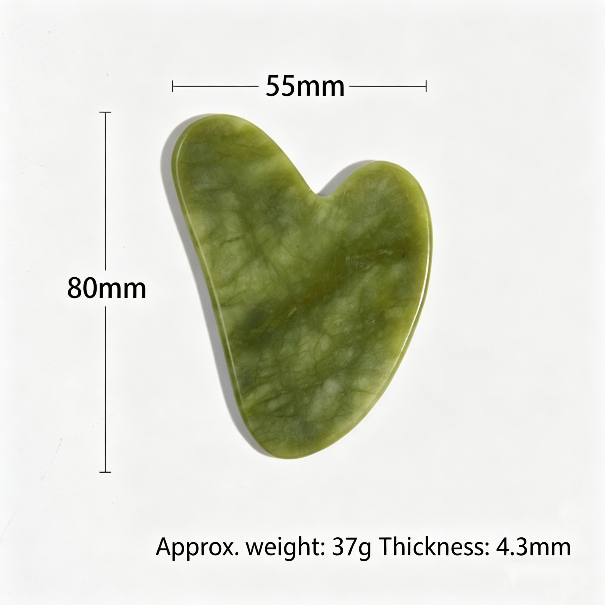 Herramienta Gua Sha en forma de corazón verde claro