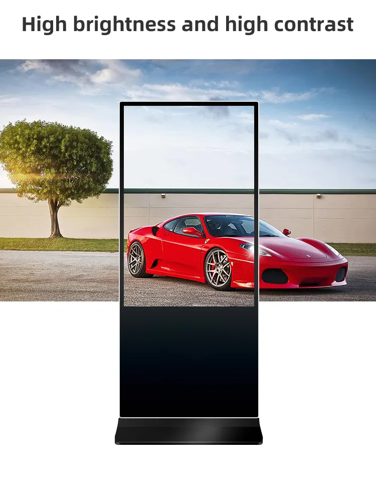 Reklam oyuncu ekranı ekran Hd 55 inç ev içi LCD dijital tabela zemin ayakta dikey dokunmatik ekran Kiosk