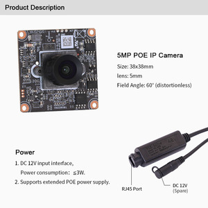 5MP 5mm 60 grados Sin distorsión Blacklight CMOS Imx335 Sensor 0.0001Lux H.264/H.265 + Módulo de cámara HD Mini Cámara IP POE - Product Image 3