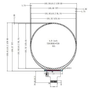Rundes TFT-Display LCD 4-Zoll-berührungsloses kreisförmiges TFT-LCD 4-Zoll mit MIPI-Schnitts telle und Platine - Product Image 2
