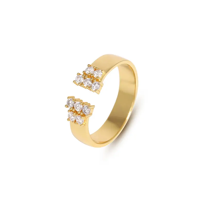 Laodun Luxury Design Bague en argent sterling S925 Fashion Zircon Large Pattern 18K Gold Plated Opening Finger Rings For Women