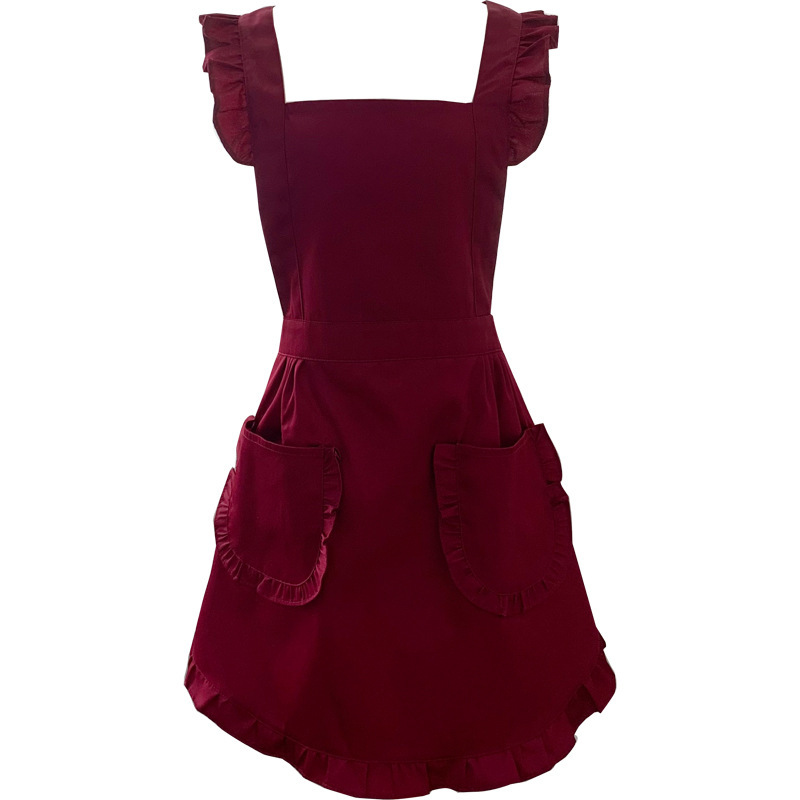Cotton flash wine red one-piece apron