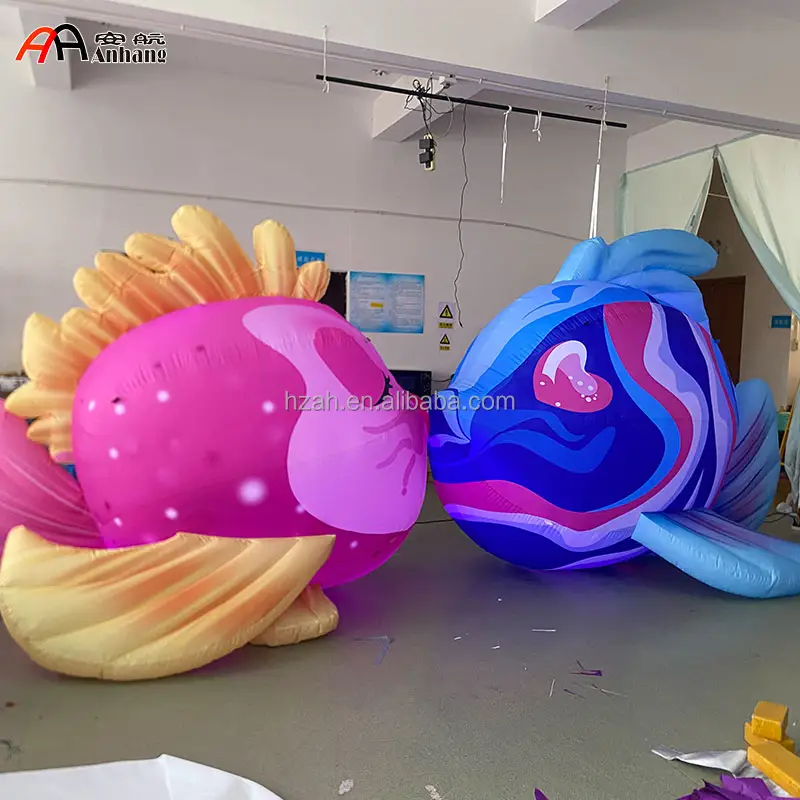 Sự Kiện Trang Trí Treo Thắp Sáng Inflatable Kiss Cá Inflatable Biển Động Vật