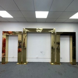 S997 роскошный фон для свадебного декора металлический блестящий золотой Каркас Металлический арочный фон стойка для свадебного украшения - Product Image 2