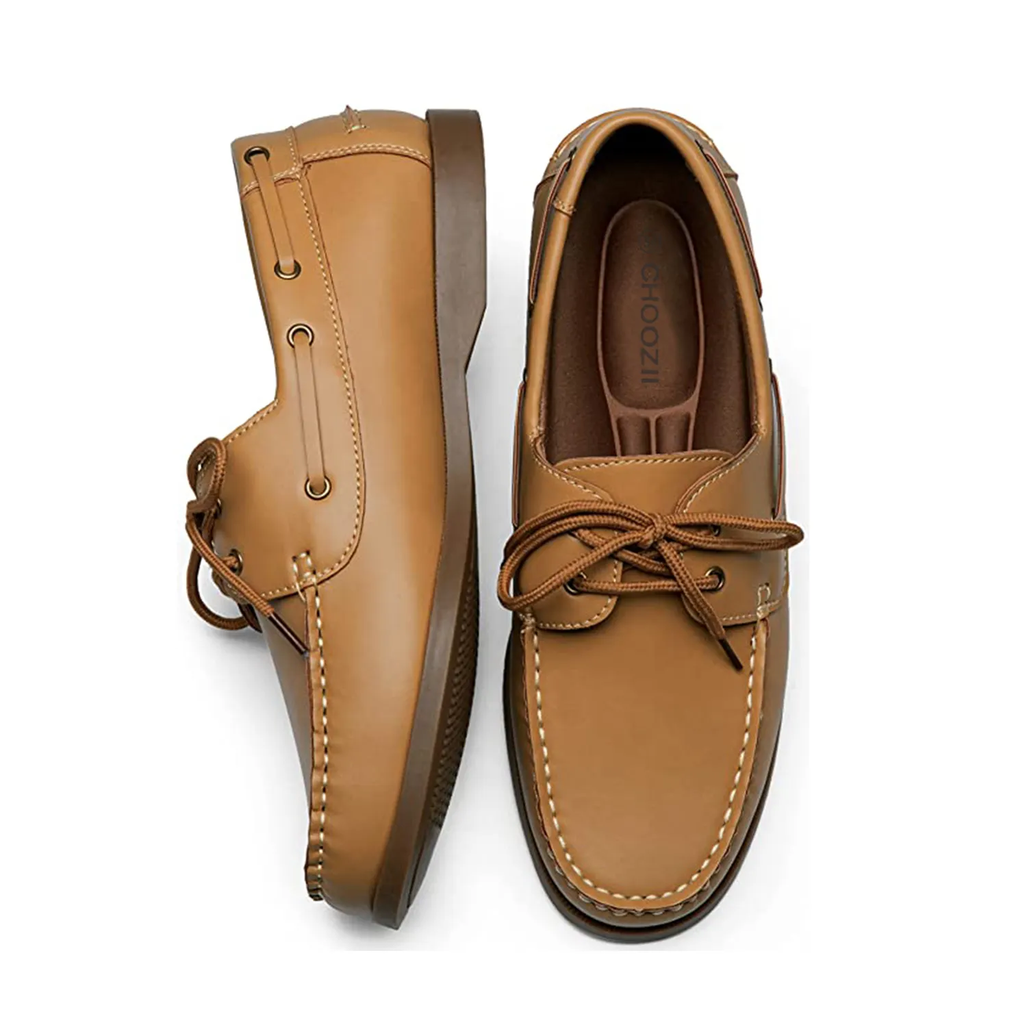 Adam rahat dantel up loafer'lar yürüyüş ayakkabısı kemer desteği ile rahat kahverengi deri erkek otantik orijinal 2-Eye tekne ayakkabı