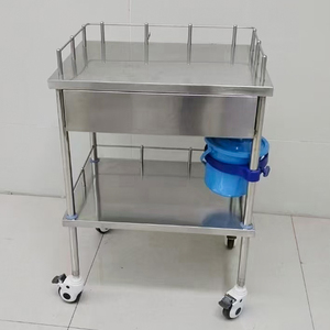 Xe đẩy dụng cụ phẫu thuật bằng thép không gỉ hai tầng có bánh xe, đạt chứng nhận CE, dùng cho bệnh viện và trường học - Product Image 3