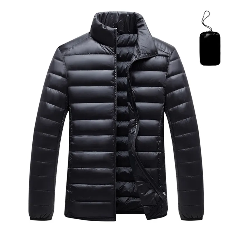 남성 겨울 자켓 다운 남성 다운 재킷 경량 다운 재킷 OEM 로고 스탠드 칼라 긴 소매 블랙 컬러