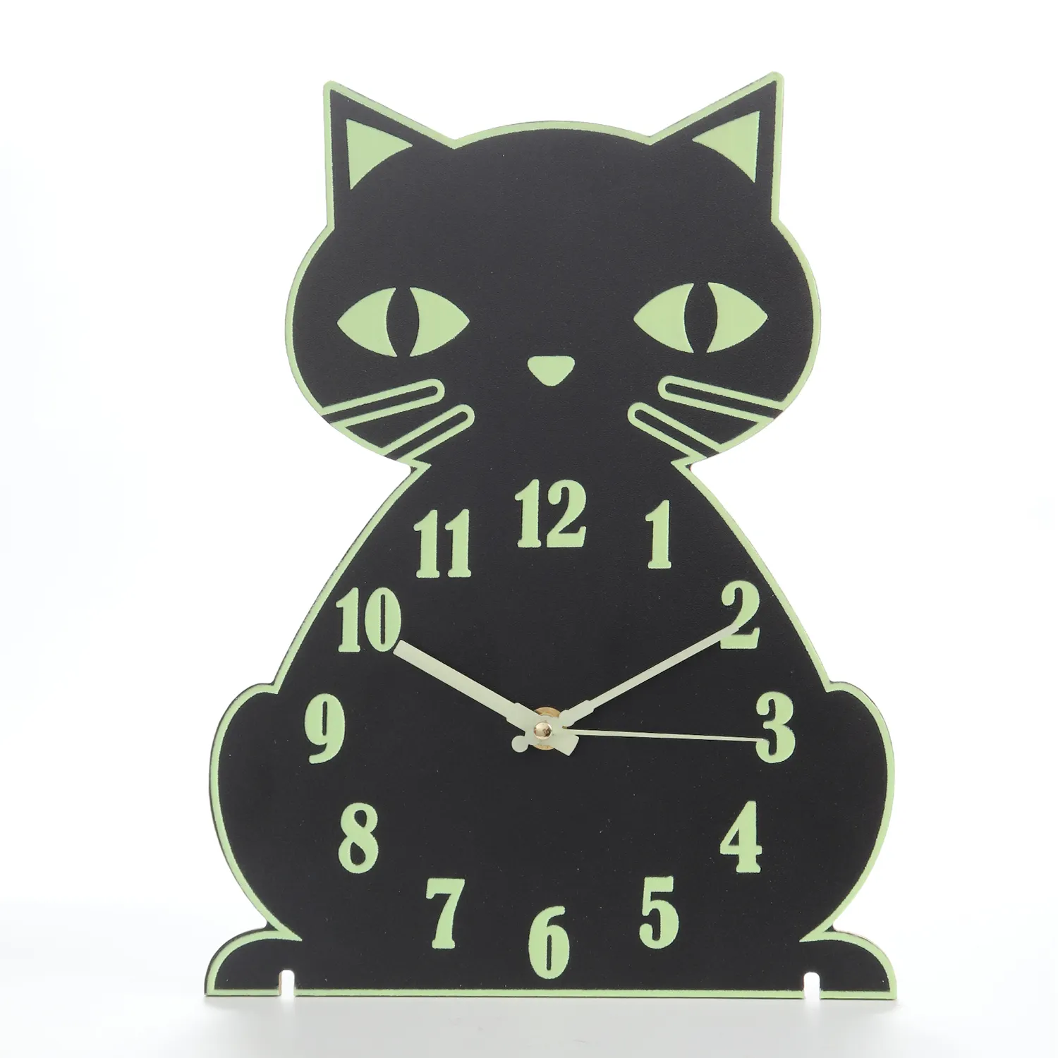 Horloge murale numérique en bois brillant à motif de chat noir vintage