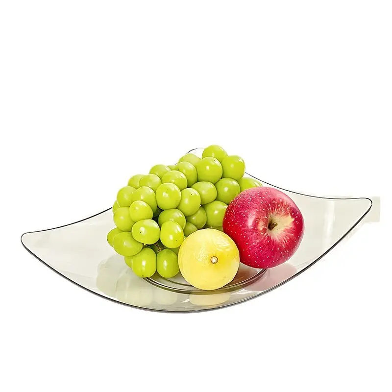 Prato de frutas doméstico para sala de estar, prato de frutas secas de plástico transparente de luxo e luz