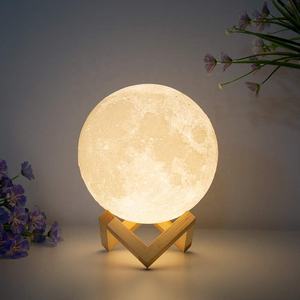 Modern 3D baskı ay lambası dize ışık <span class=keywords><strong>LED</strong></span> gece lambası plastik dekoratif masa lambası dokunmatik kontrol 1-Year yatak odası