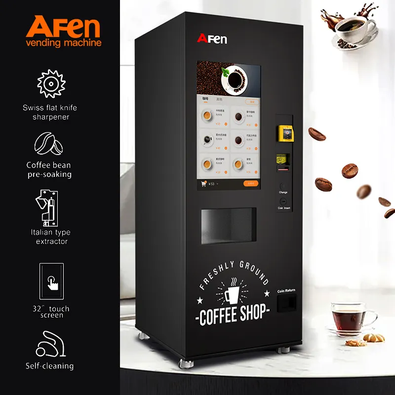 AFEN mesin penjual kopi dengan pembayaran kartu, mesin kopi Espresso cepat untuk restoran, rumah, kantor