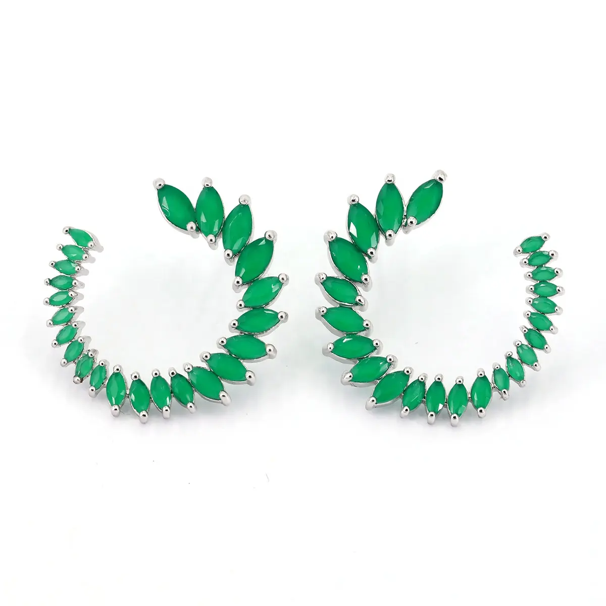 Zuanfa Sieraden Brazilië Fashion Vrouwen Stud Oorbellen Emerald Cz Glas Verharde Luxe Fashion Oorbellen Accessoire