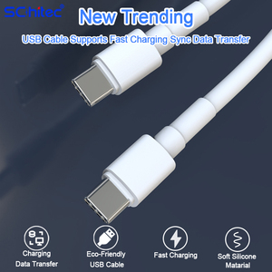 Schitec beyaz 60W USB C kablo 1m TPE Max süper şarj tipi C için iPhone için UAB kablosu - Product Image 3