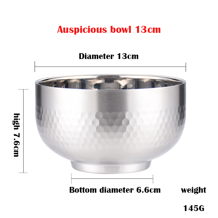 Household Food Grade 304 Stainless Steel Bowl Double Layer Anti-scalding Anti-falling Bowl Baby Rice Bowl
