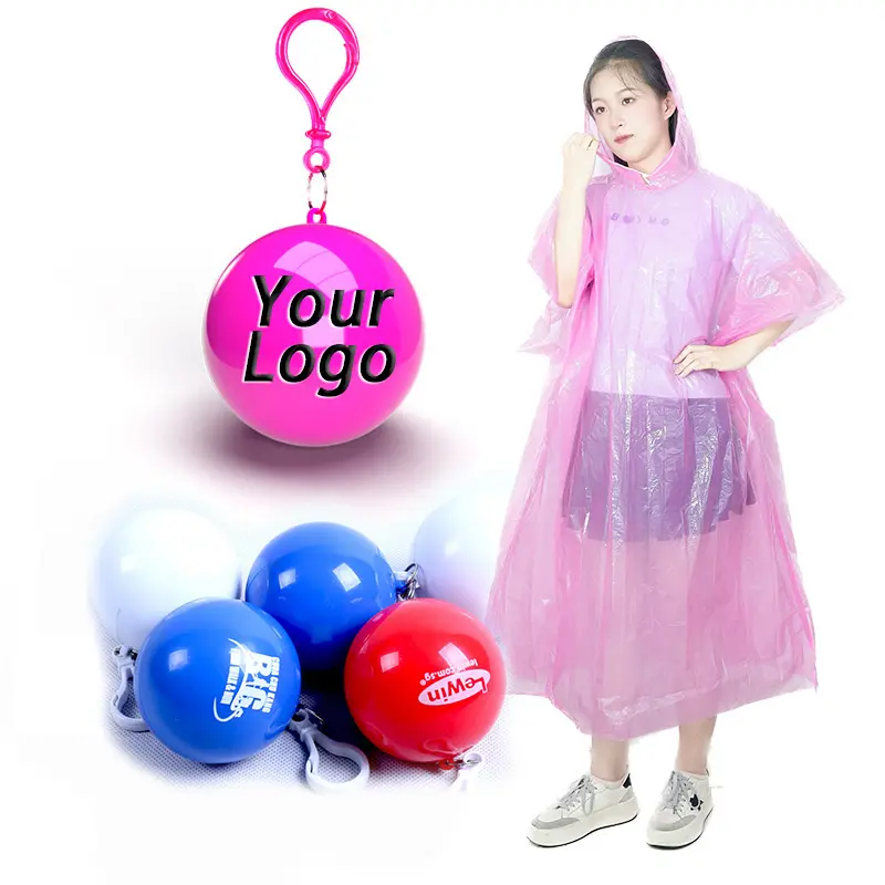 Poncho de lluvia desechable para niños y adultos, poncho impermeable de pvc transparente con estampado personalizado, venta al por mayor