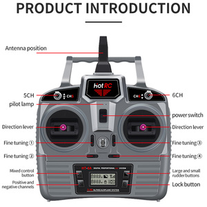 Upgrade Hotrc HT-6A 2.4G <strong>6CH</strong> <strong>RC</strong> Transmitter with <strong>6CH</strong> Receiver With Box for FPV Drone <strong>Rc</strong> Airplane Car Boat - Product Image 4