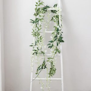 חדש 7FT מלאכותי ויסטריה תליית פרחים זר מלאכותי ויסטריה שופע ארוך משי פרח גפנים עבור Wedding2022 חדש W