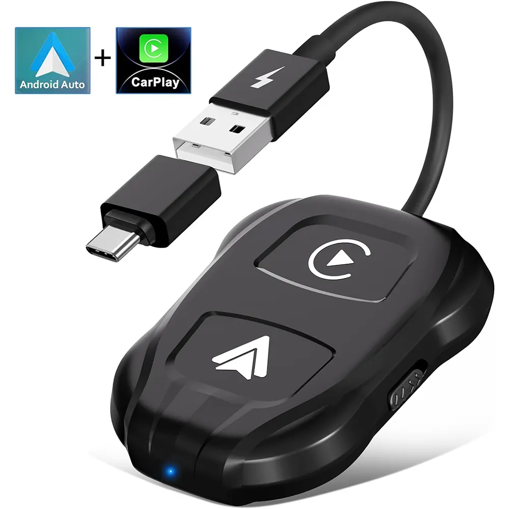 Wireless Carplay Adapter Apple CarPlay Android Auto Wireless Adapter for Wired Carplay Android Auto Car Convert with Navigation
