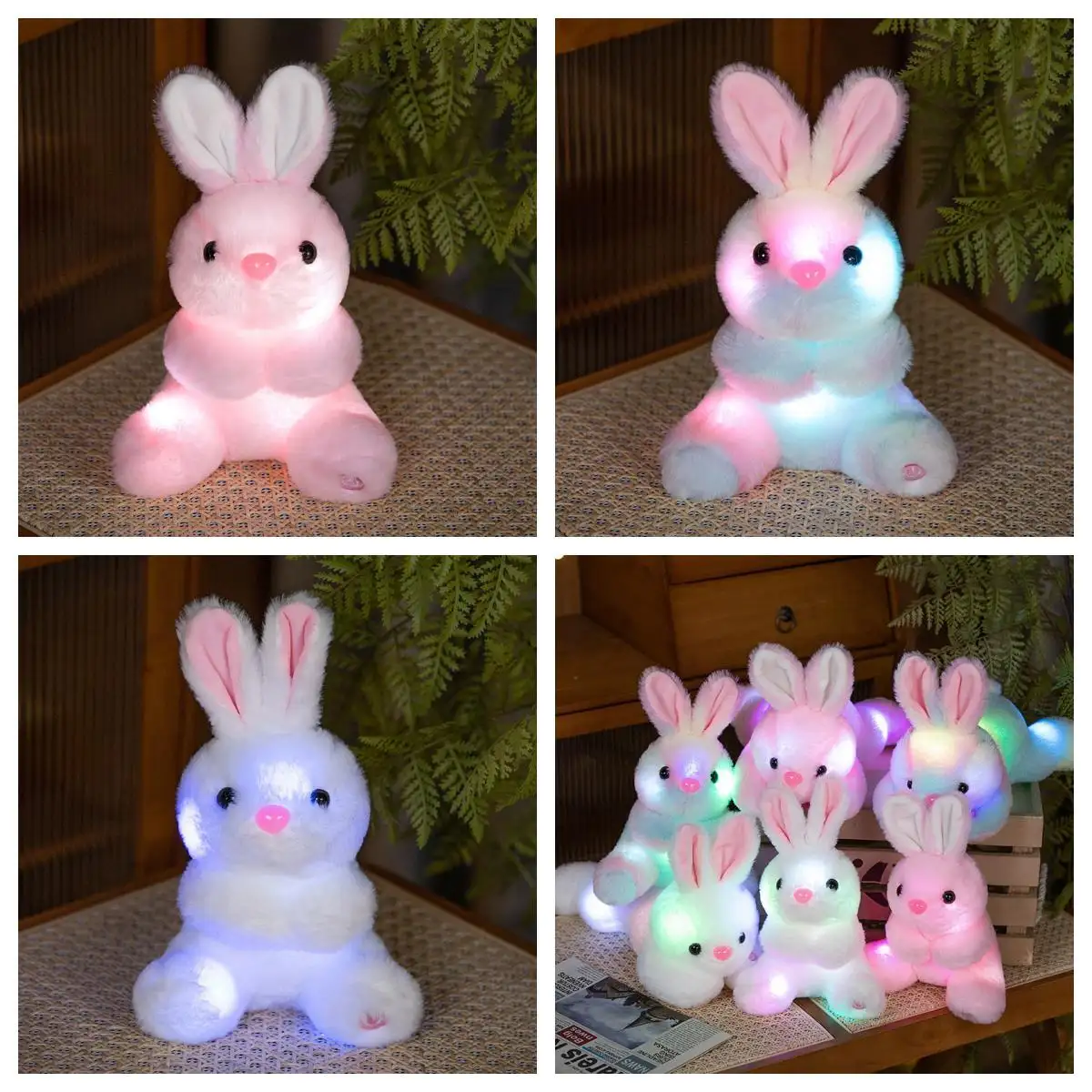 Venta al por mayor barato LED Light Up Bunny Rabbit Soft Toys Animales de peluche brillantes