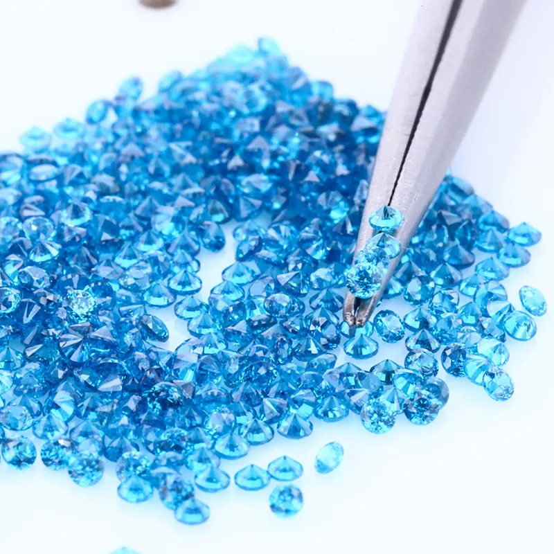 Commercio all'ingrosso Wuzhou Gemme Migliore Falso Incolore Sintetico Diamante Taglio Brillante Scuro Aqua Cubic Zirconia