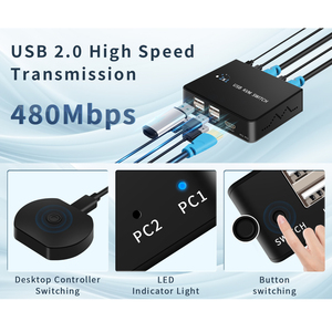 Justlink 4K60Hz USB2.0 KVM开关HDMI2.0 2X1 2合1台式控制器ABS材料键盘和鼠标切换器 - Product Image 4
