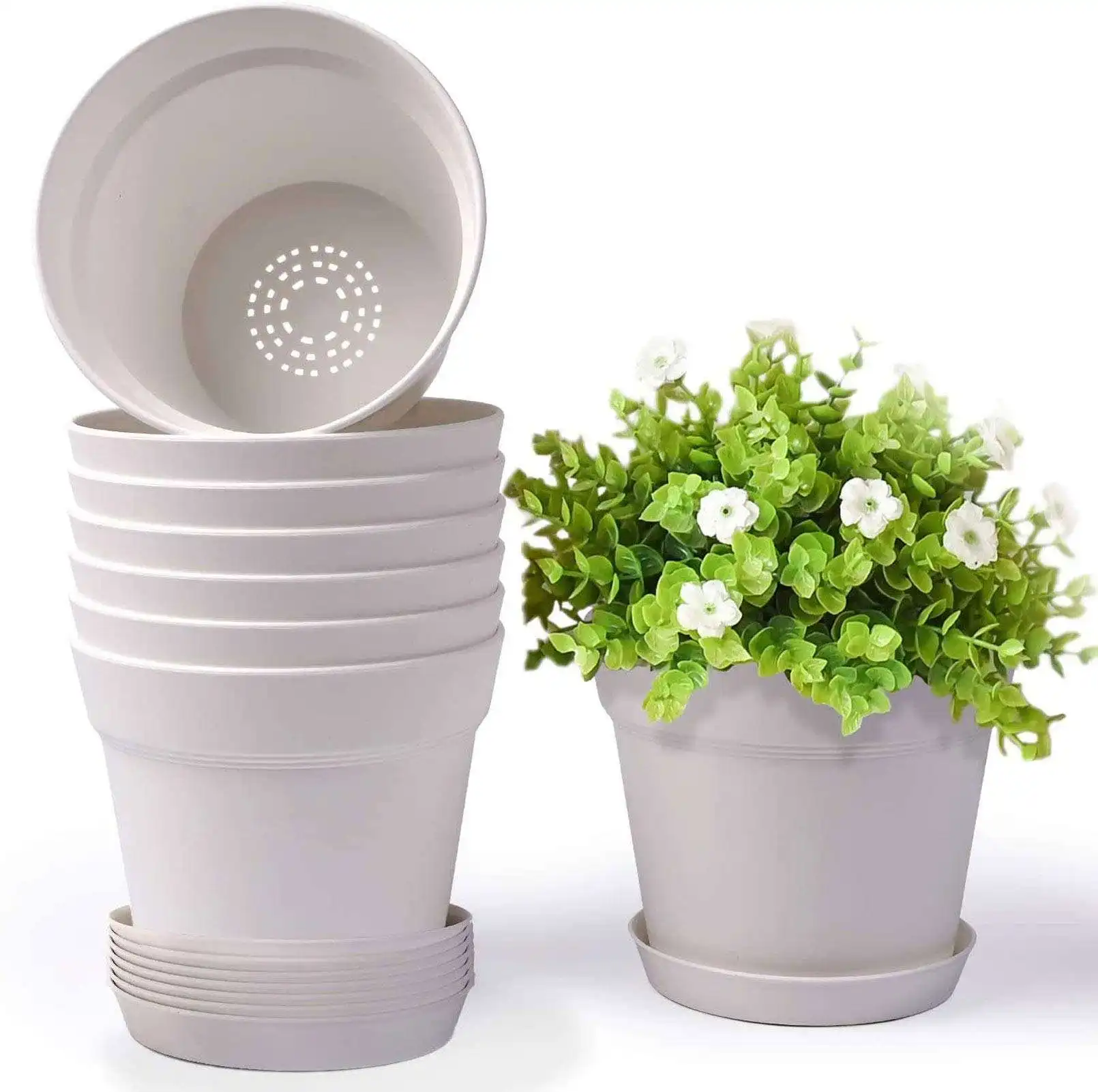 Nova chegada plástico flower pot espessado mobiliário jardim redondo berçário potes plástico flower pot