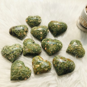 Wholesale Natural Hand Carved Crystal Heart Healing Rainforest jasper Polar <strong>Jade</strong> Quartz Heart for Gift - Product Image 3