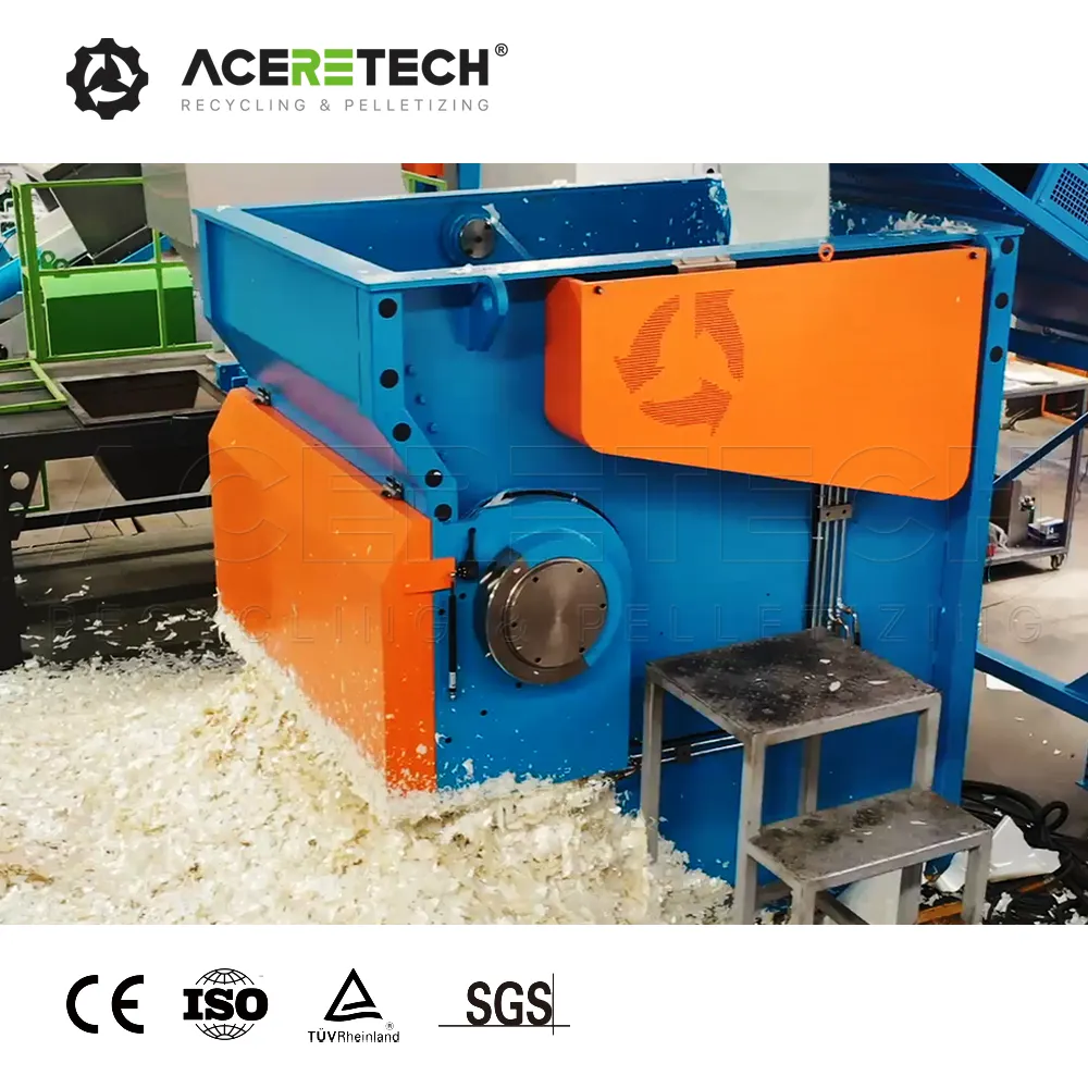 Máquina trituradora de eixo único para reciclagem de filme industrial PP/PE de plástico HS1200 de poupança de energia