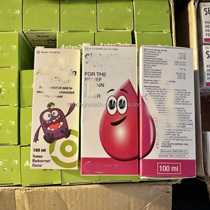 Leere Runde Medizinflasche für Hustensaft aus PET-Kunststoff, 100 ml, Bernsteinfarben, mit Kindersicherem Verschluss - Product Image 2