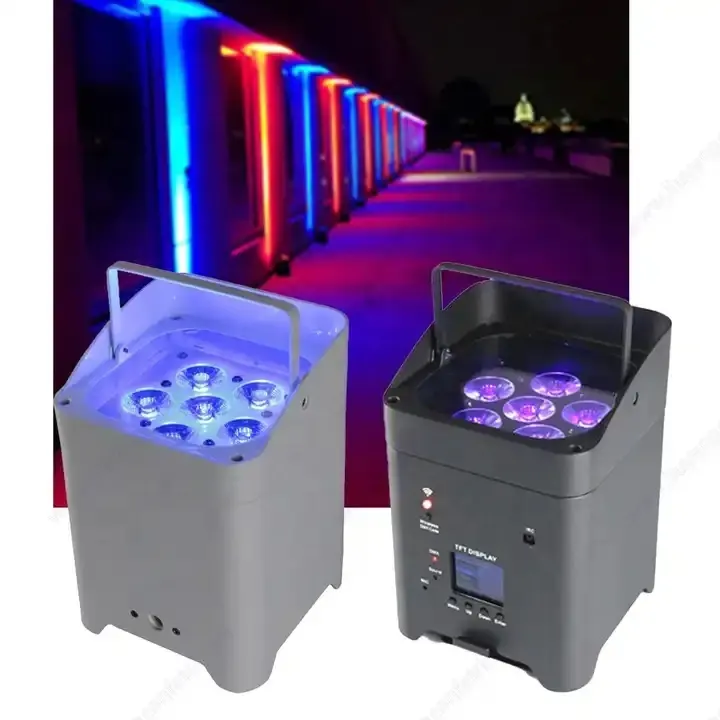 6x18w RGBWAUV 6 in1 Par luce con custodia di carica batteria Wireless Led Uplight Dmx Wifi telecomando Wedding Sound Party luci