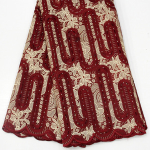 Vải Kim Sa Đỏ Tía Cắt Đôi Thủ Công Tiệc Cưới ASO EBI Truyền Thống Châu Phi - Product Image 1