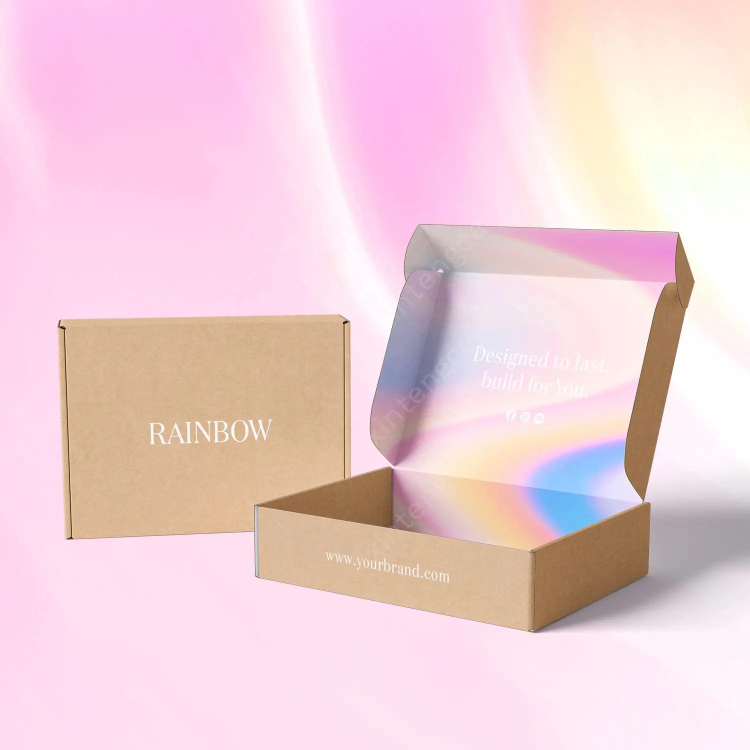 Free Design Pink Corrugated Paper Printed Custom Logo Lipstick / Face Mask Packaging Box, Shipping Box Mailer Box Manufacturer