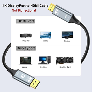 2M4K DisplayPort-HDMIアクティブケーブルサポート4K @ 60Hz超高精細ケーブルアダプターDP-HDMIfor HDTVプロジェクターモニター - Product Image 3