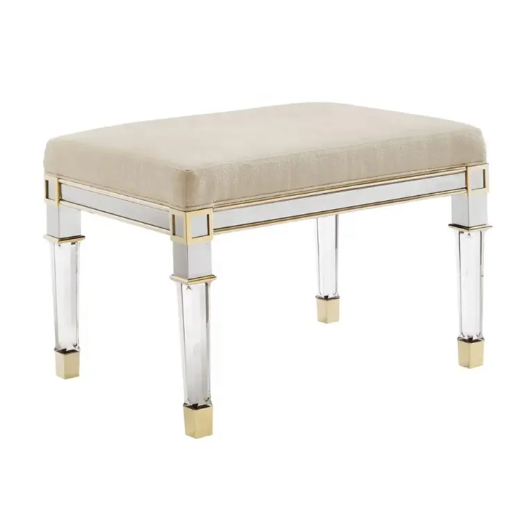 Petit banc de chambre classique rembourré avec lingot d'or Nickel et fusion d'acrylique