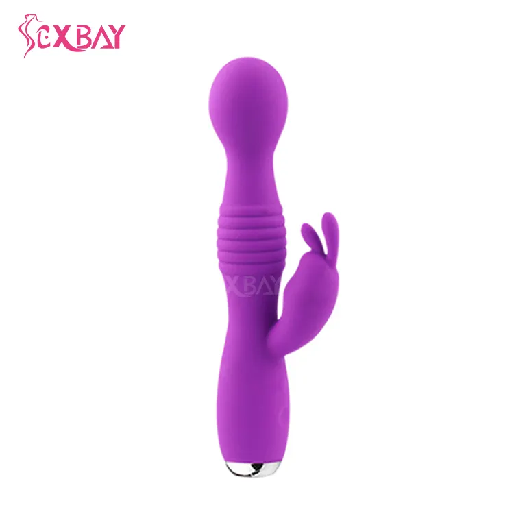 Sexbay nuevo diseño G-spot vibrador masajeador cabeza giratoria realista empuje eléctrico juguete sexual conejo consolador vibrador para mujeres