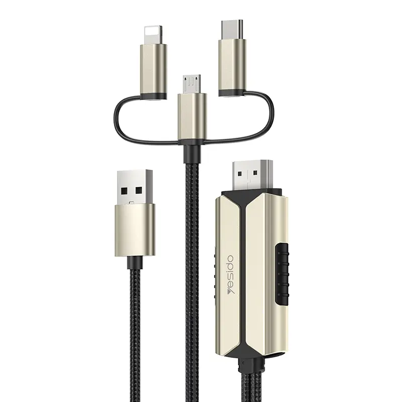 Yesido HM14 Max1080P高クリア解像度、USB充電付き3 in 1、IP/Micro/ Type-C-HDMIケーブル用