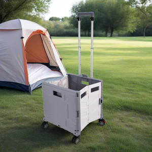 עגלת קניות מתקפלת עגלת קניות מתקפלת 4 גלגלים קיק מסתירים עם יד כבדה בלם משאית עם שולחן - Product Image 6