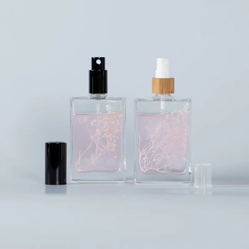 Diseño 100mL botella vacía de cristal con caja fabricante de botellas de spray de perfume