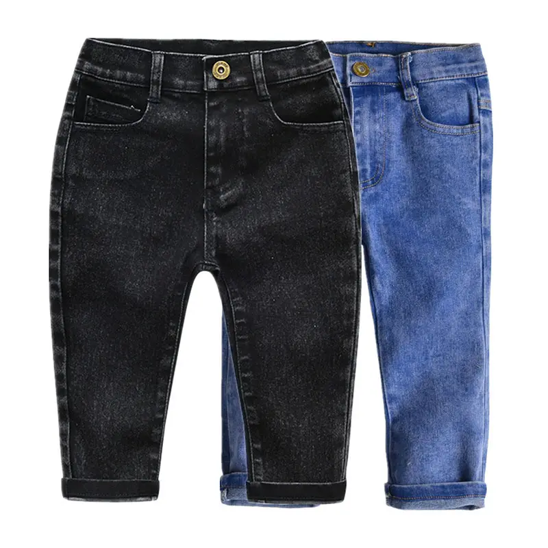 Calças jeans infantis, calças para crianças de 1-7 anos, cores sólidas para meninos e meninas, para outono