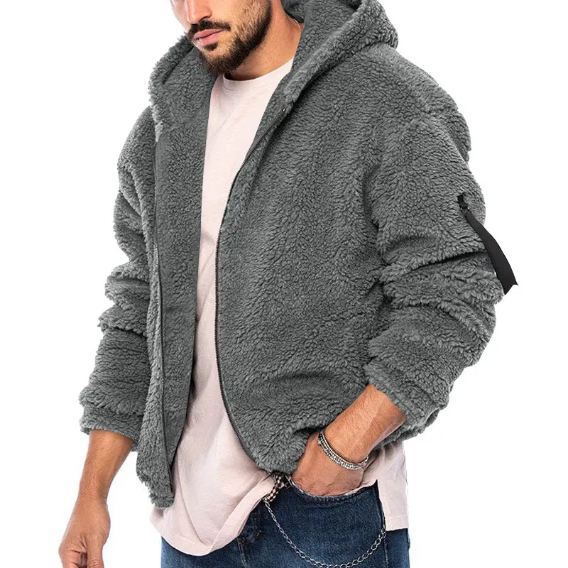Streetwear jaket lengan panjang ritsleting olahraga kebugaran musim dingin jaket hangat pakaian luar Sweatshirt musim dingin mantel pakaian pria