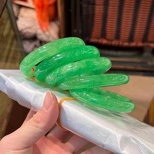 Yüksek kaliteli kadın yeşil Jadeite bilezik tipi B doğal yeşim moda bileklik kadınlar için 54 ~ 60mm hediye - Product Image 4