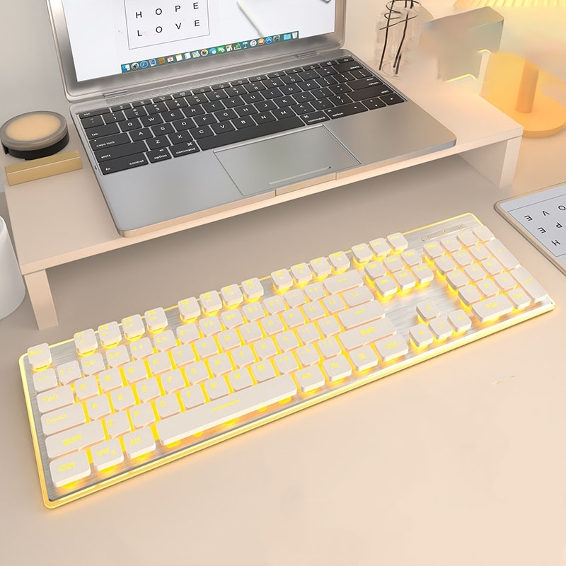 Blanc chaud/clavier jaune sans fil